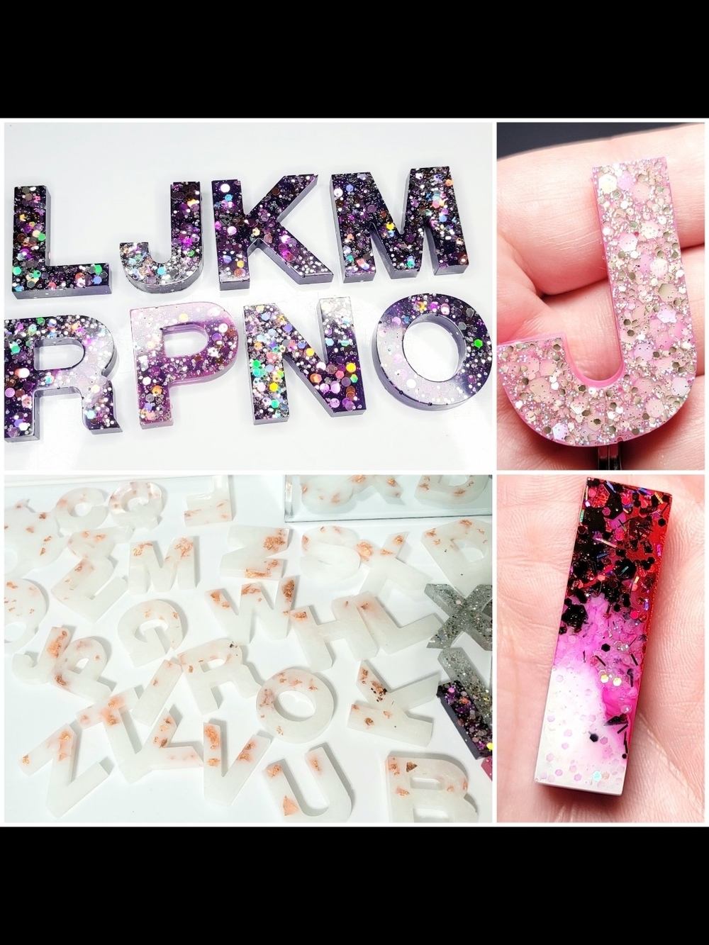 Resin Letter Keychains - Assorted Colors - Picture 4 of 6
